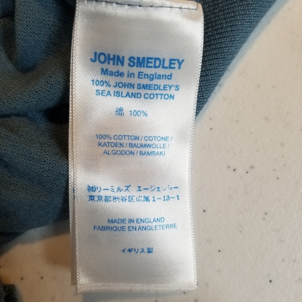 John Smedley Polo Longsleeves Sweater 100% sea Island Cotton Size XL Blue - Picture 5 of 7